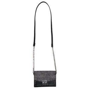 Express Black Crossbody Purse with White Spots Pattern Design